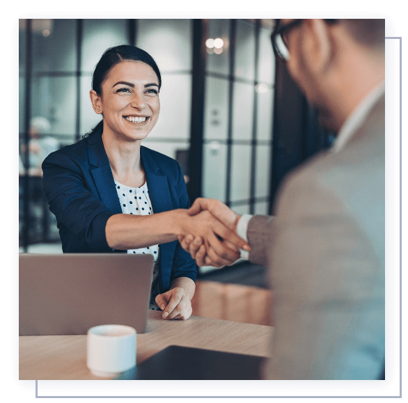 A man and woman shaking hands