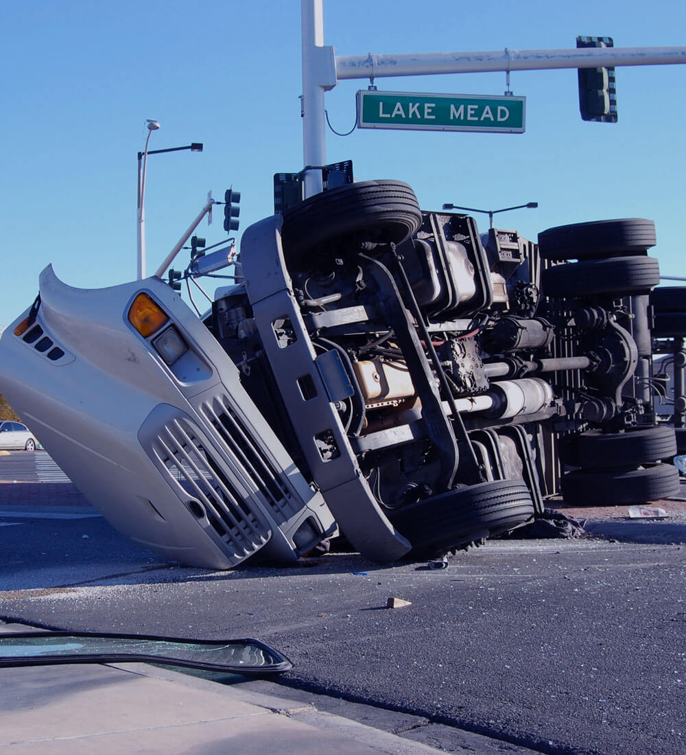 A crashed semitruck 