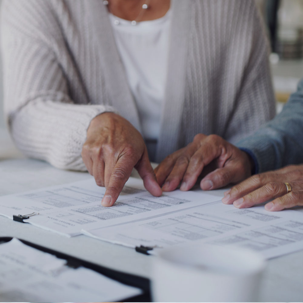 A woman reviewing her will